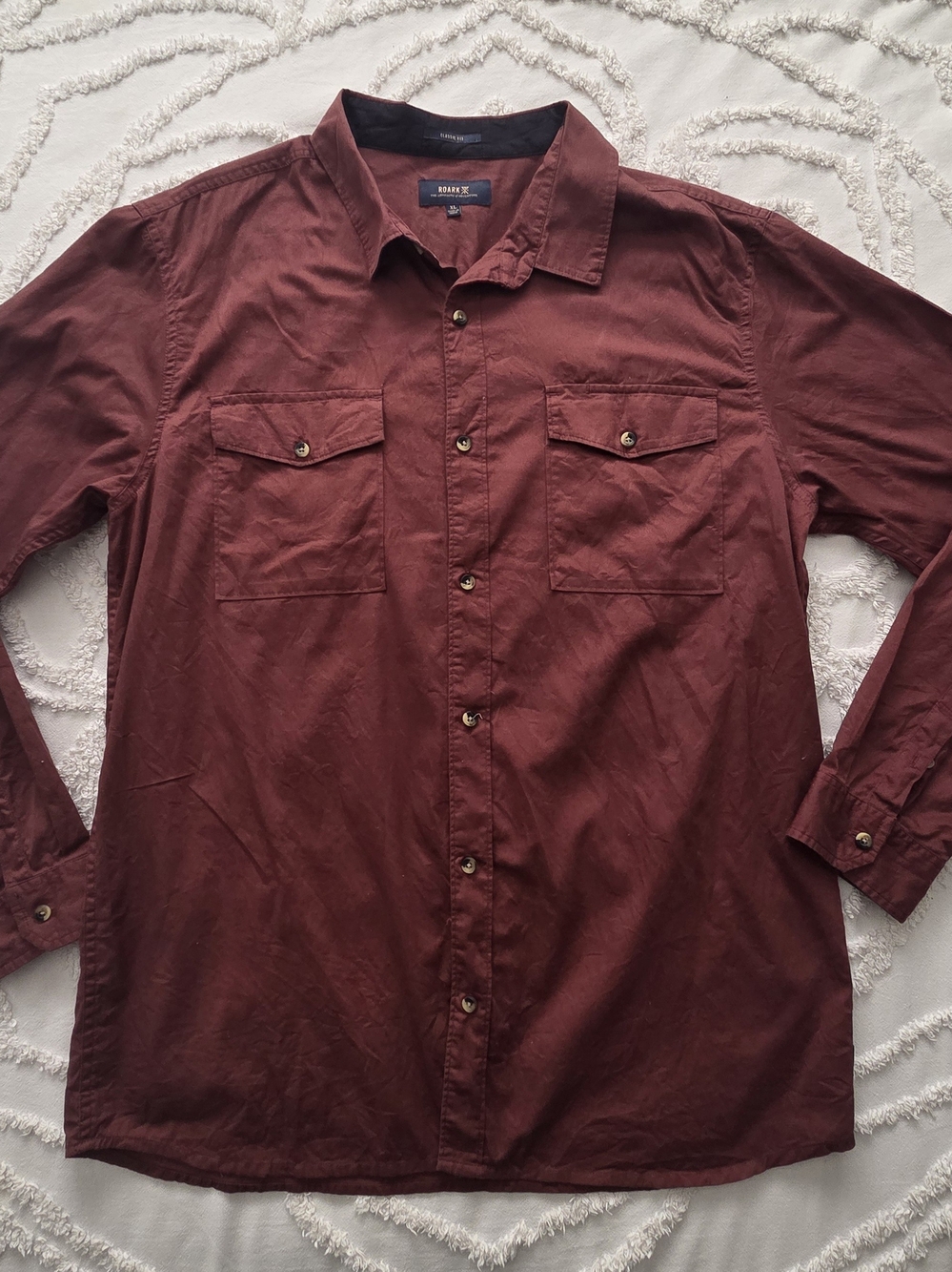 Roark Extra Large XL Maroon Well Worn Long Sleeve Button Up Shirt
